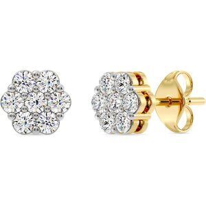 Lab-Grown Diamond 7 Stone Flower Earrings for Women in 925 Sterling Silver and 1